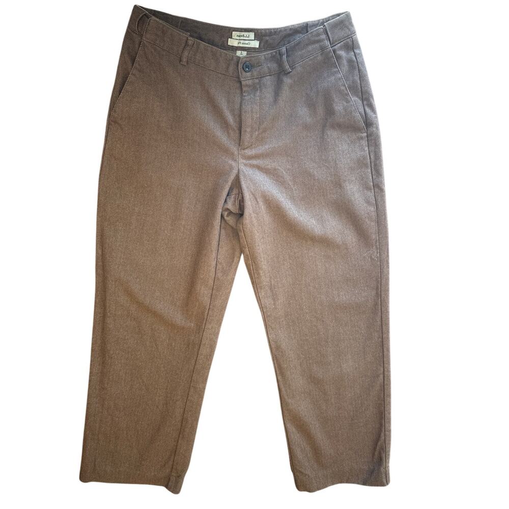 Vintage L.L. Bean Brown Micro Herringbone Trousers Dark Academia Career Pants 6P